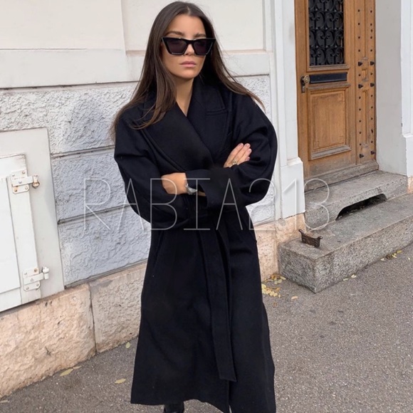 LAST 1! ZARA BELTED HOODED COAT - Picture 6 of 16